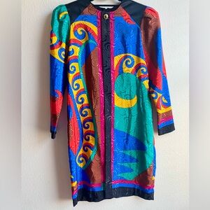 Colorful 80s TONI Abstract Patterned Dress
